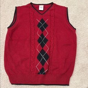 Red and Black Argyle Sweater Vest